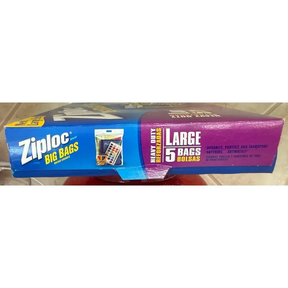 New! Ziploc Big Bag 5 large 3 gallon storage handles double zipper